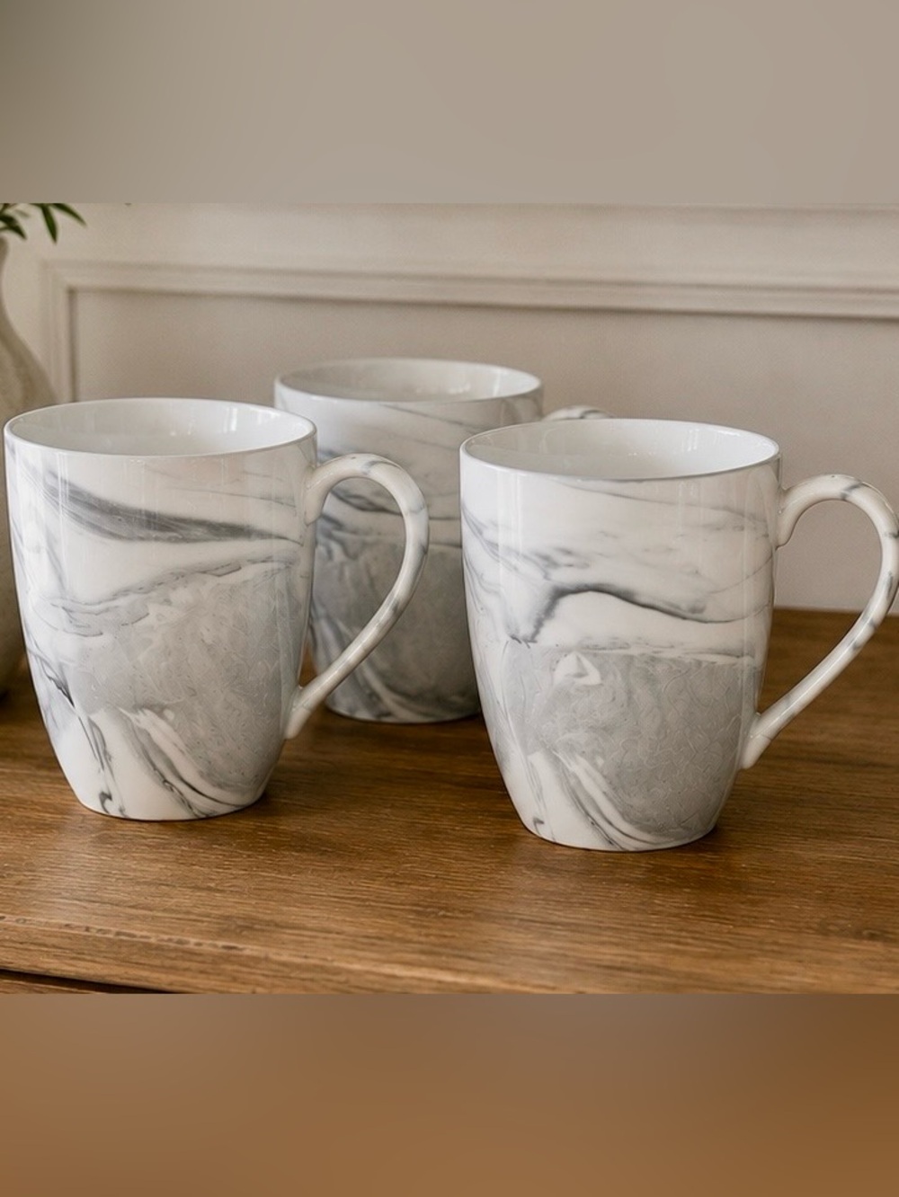 ☕️Marble Swirl Ceramic Coffee Mug - Gray White-set of 4